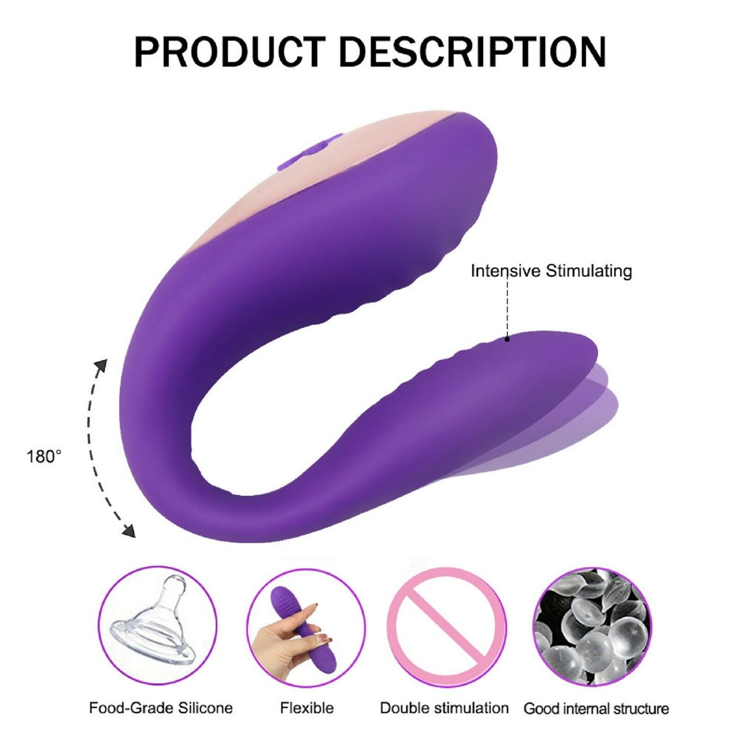 Couples Vibrator Vibe G-Spot Massager Wearable Clit Stimulator U Shape Sex Toy