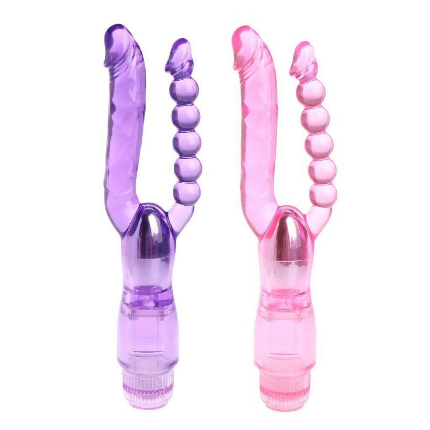 Double Penetration Ended Vibrating Dildo Dong Vibrator Anal G-Spot Sex Toy New