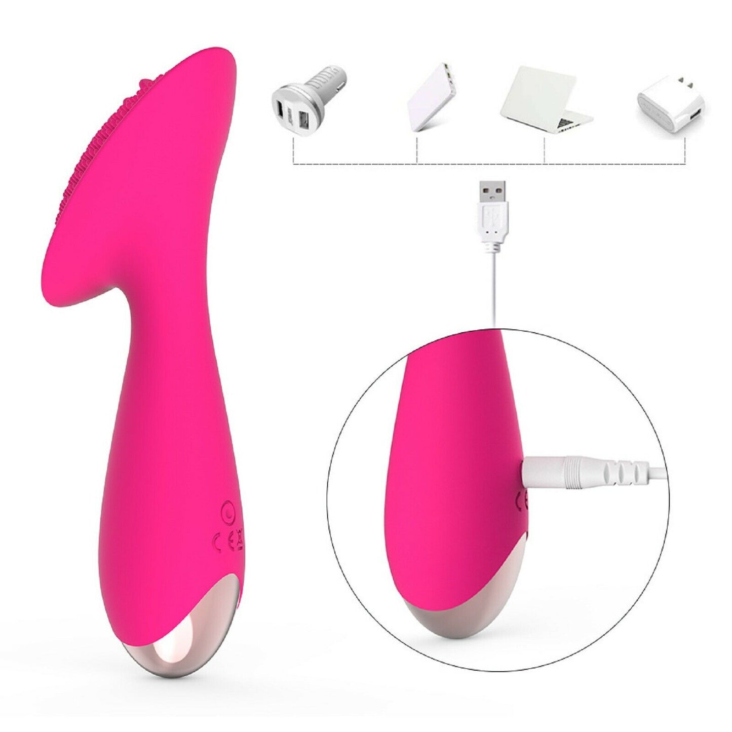 Licking Tongue Clitoris Vibrator Dildo G-Spot Nipple Clit Stimulator USB Sex Toy