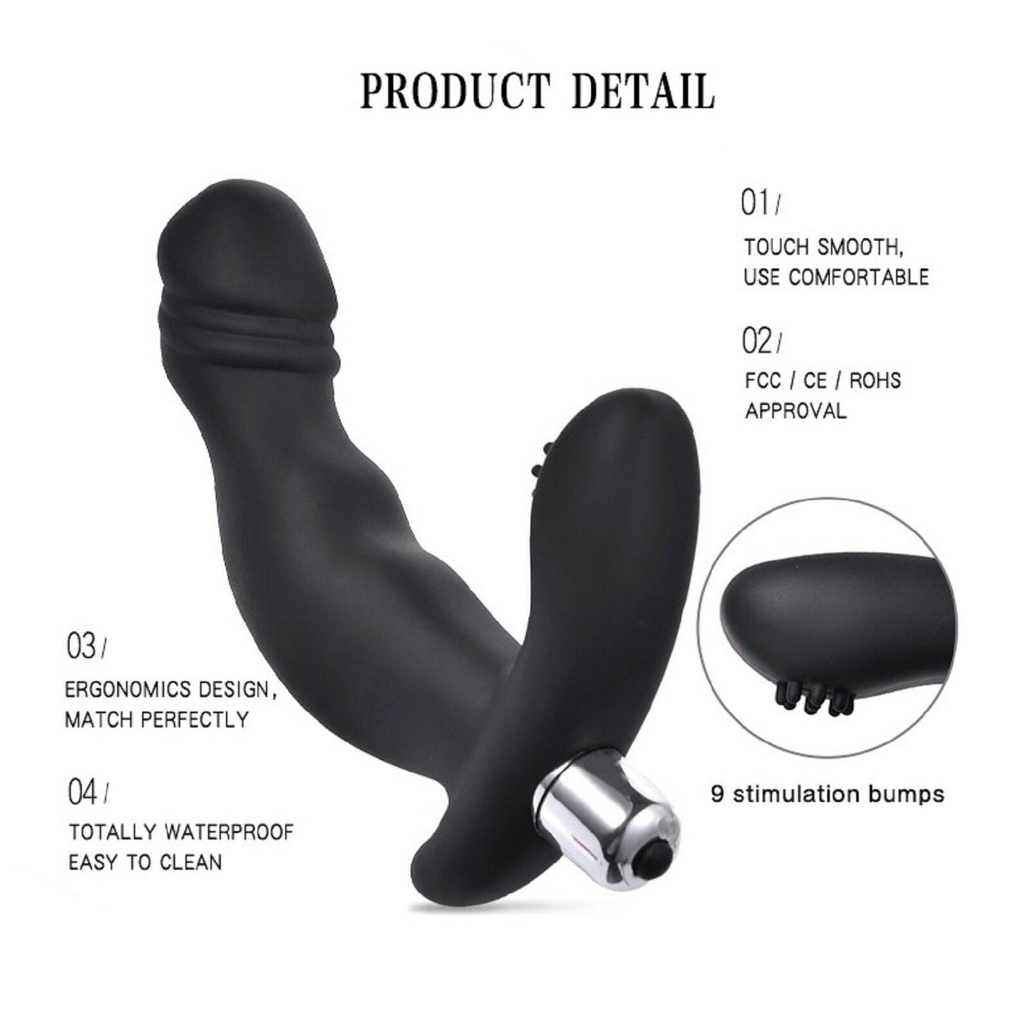 Vibrating Prostate Massager Male G-Spot Vibrator Anal Bead Butt Plug Men Sex Toy