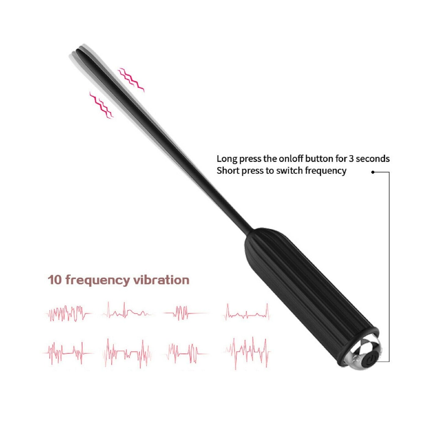 Vibrating Urethral Sound Male Masturbator Penis Plug Vibrator 10 Mode Sex Toy