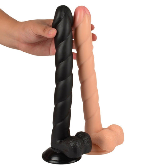 11.8" Realistic Spiral Big Dildo Dong Long Anal Plug Penis Huge Gay Sex Toy
