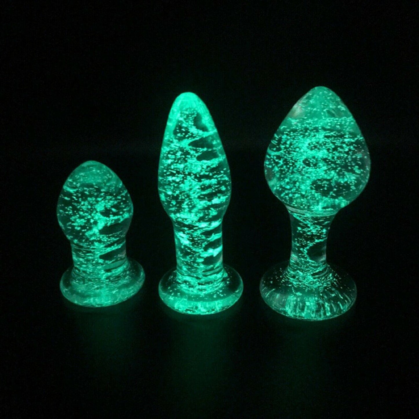 Glass Anal Butt Plug Anal Beads Trainer Dildo Glow in the Dark Adult Sex Toy New