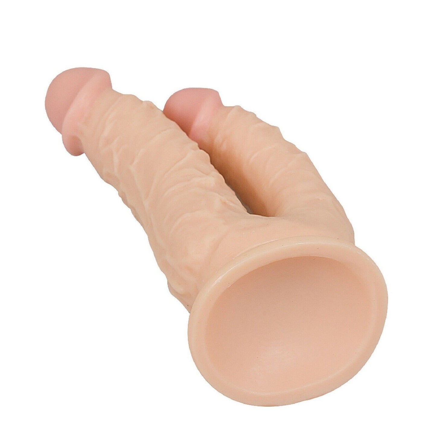 19+16cm Realistic Double Ended Dildo Dong Penetration Suction Cup Big Sex Toy