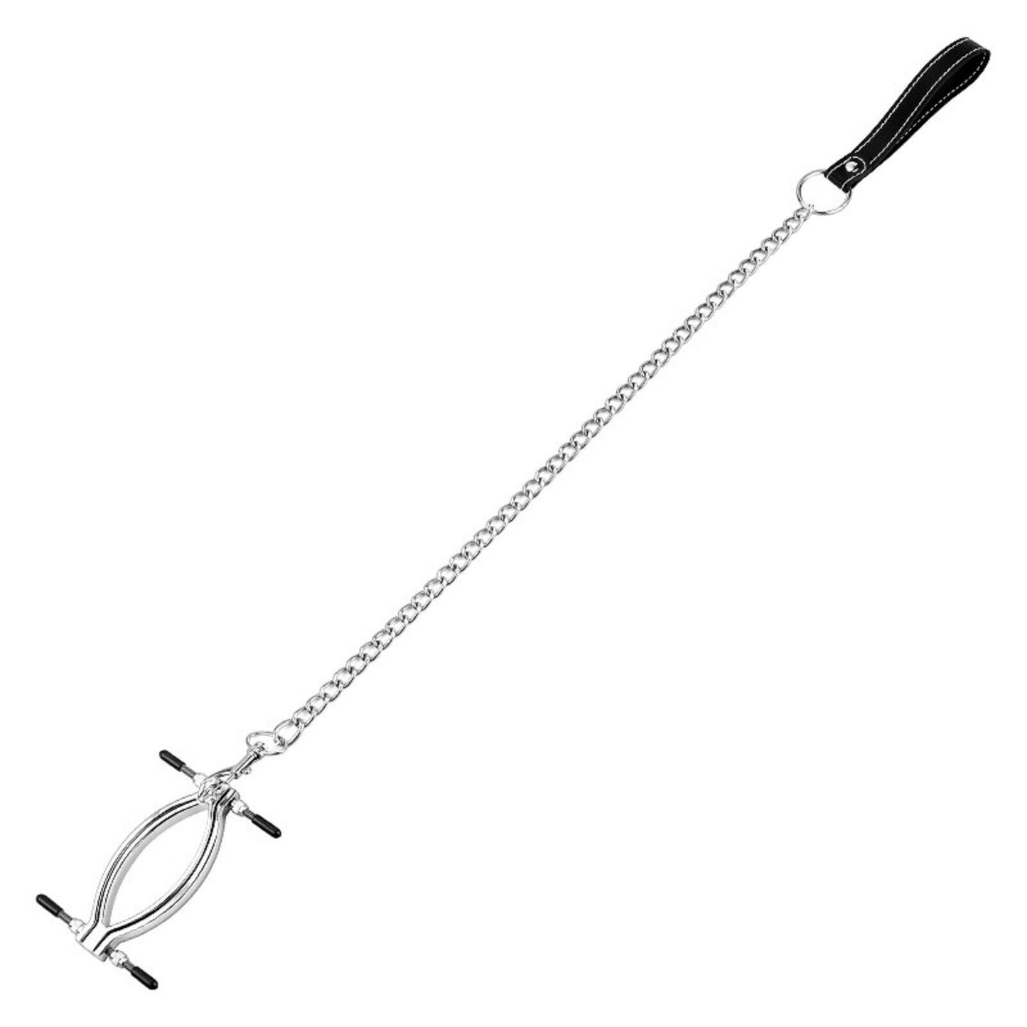 Alloy Clitoral Labia Clamps Metal Chain Leash Clip Fetish Bondage BDSM Sex Toy