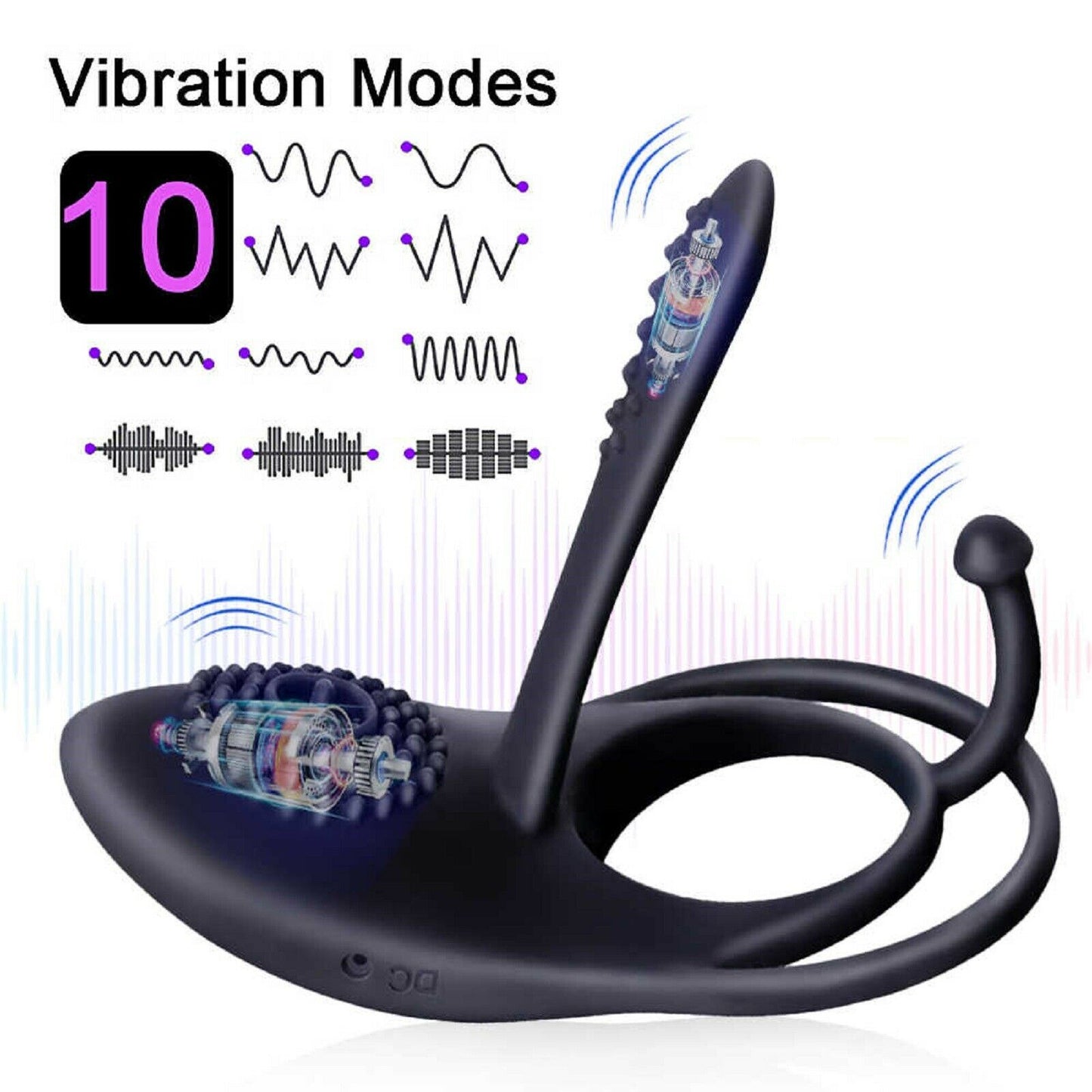 Vibrating Cock Balls Ring Vibe G-Spot Clit Penis Vibrator USB Massager Sex Toy
