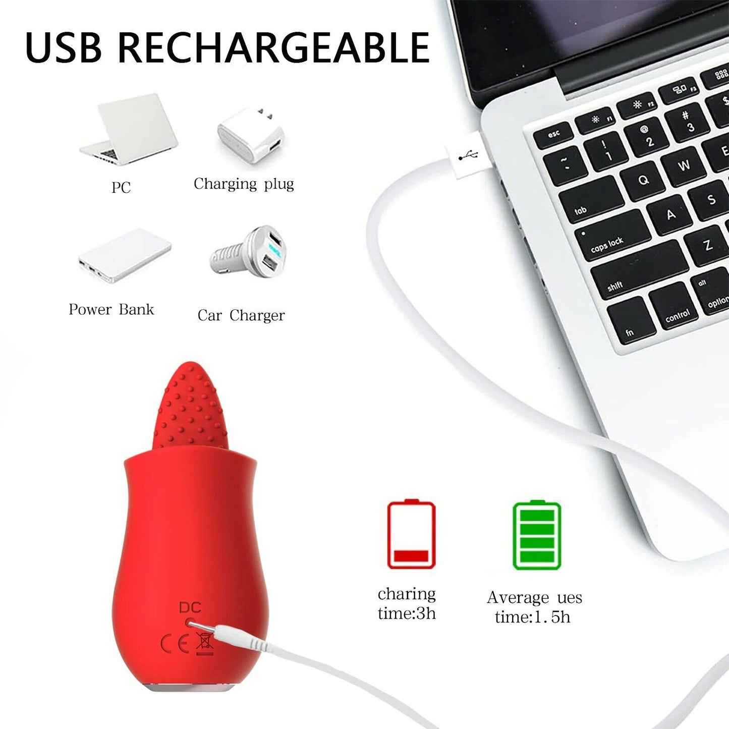 USB Licking Tongue Vibrator Clitoral Stimulator Nipple Clit Rechargeable Sex Toy