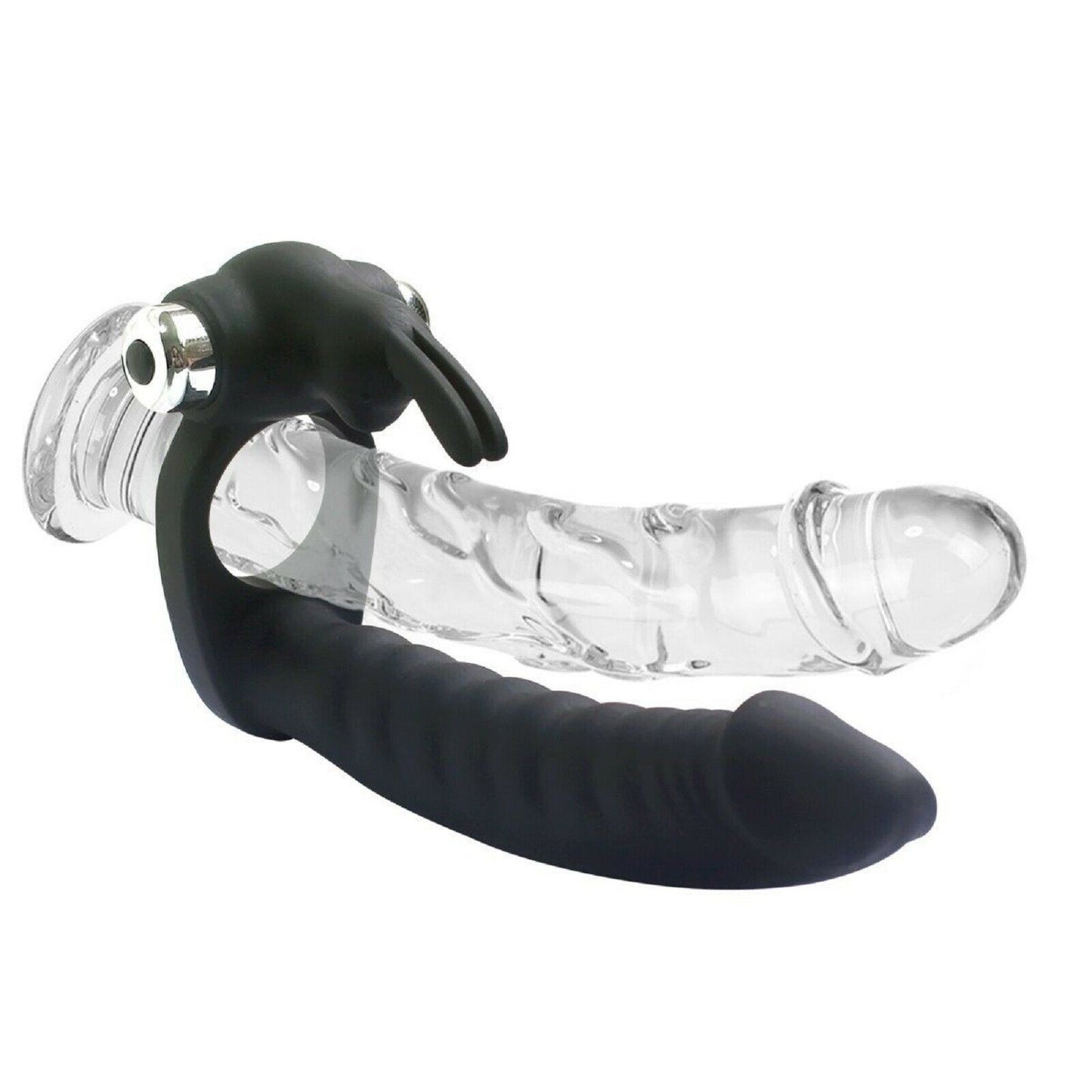 Vibrating Double Penetrator Penetration Cock Ring Dildo Anal Couples Sex Toy