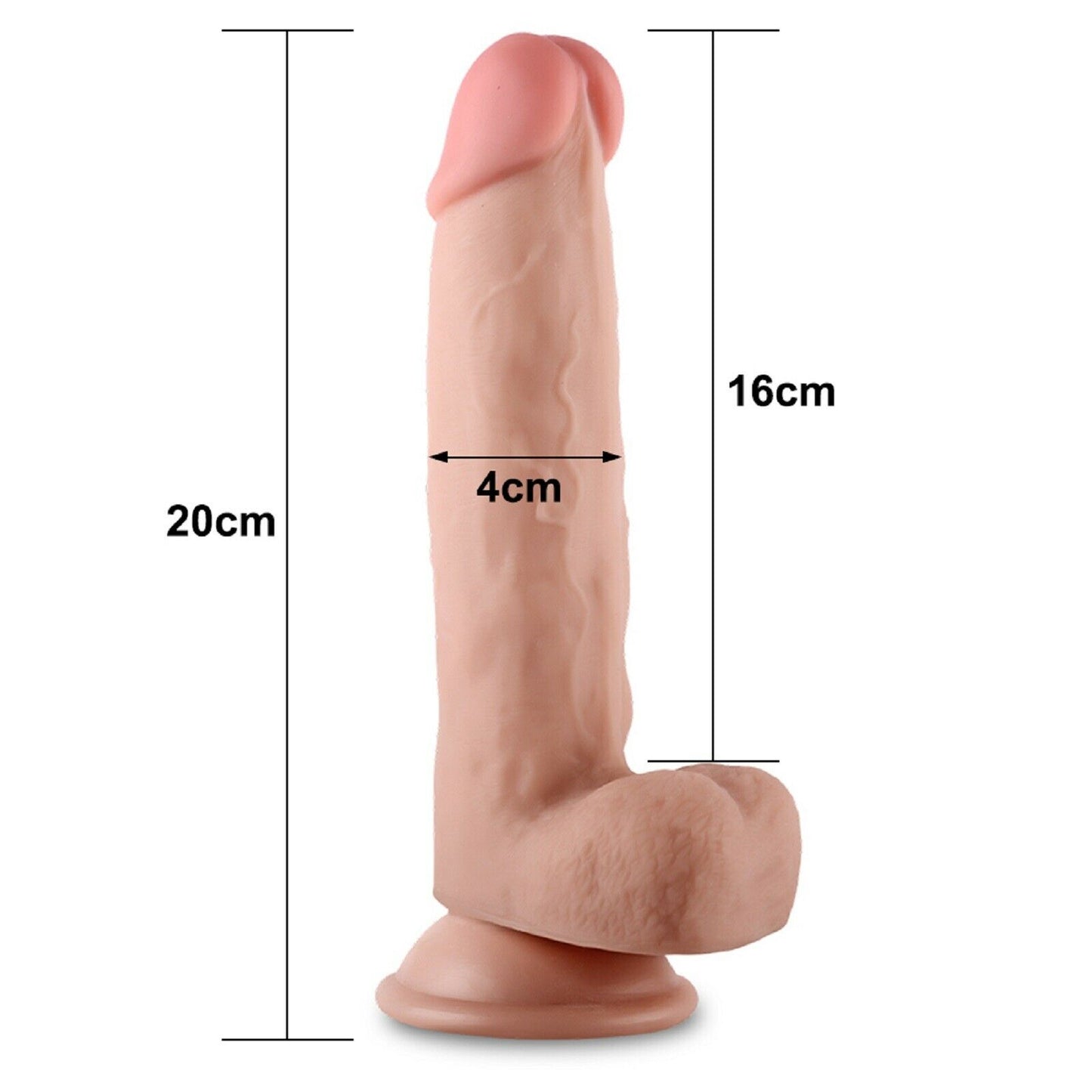 8" Sliding Dildo Dong Foreskin Realistic Penis Cock Balls Vaginal Anal Sex Toy