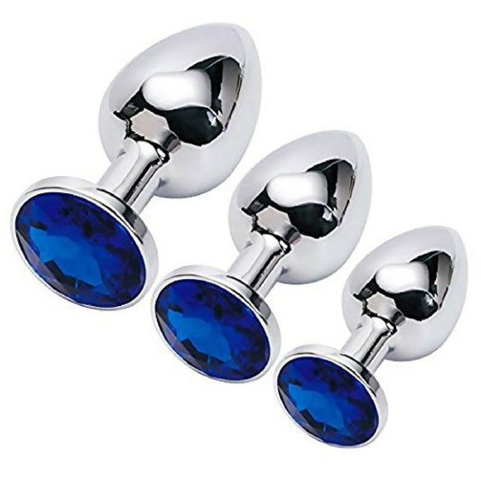 Stainless Steel Anal Butt Plug Anal Beads Crystal Jewel S/M/L Metal BDSM Sex Toy