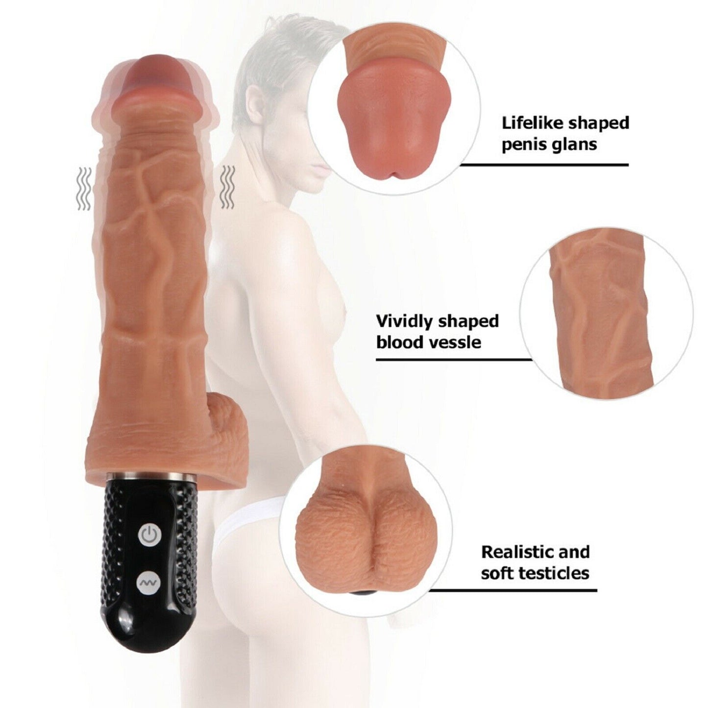 9.5" Large Realistic Dildo Vibrator Big Dong G-spot Clit Anal Vibrating Sex Toy