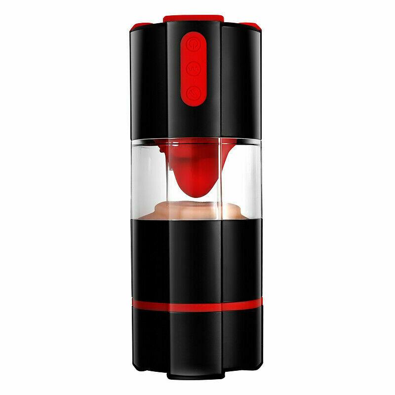 Male Masturbator Cup Auto Lick Vibrating Pussy Masturbation Stroker Oral Sex Toy