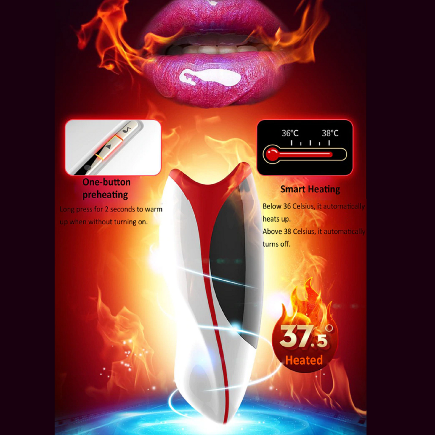 Male Masturbator Cup Auto Vibrating Oral Masturbation Stroker Heating Sex Toy