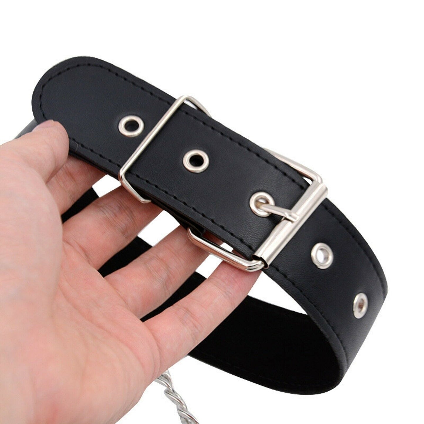 BDSM Collar Handcuffs Bondage Restraint Wrist Metal Choker Behind Back Sex Toy