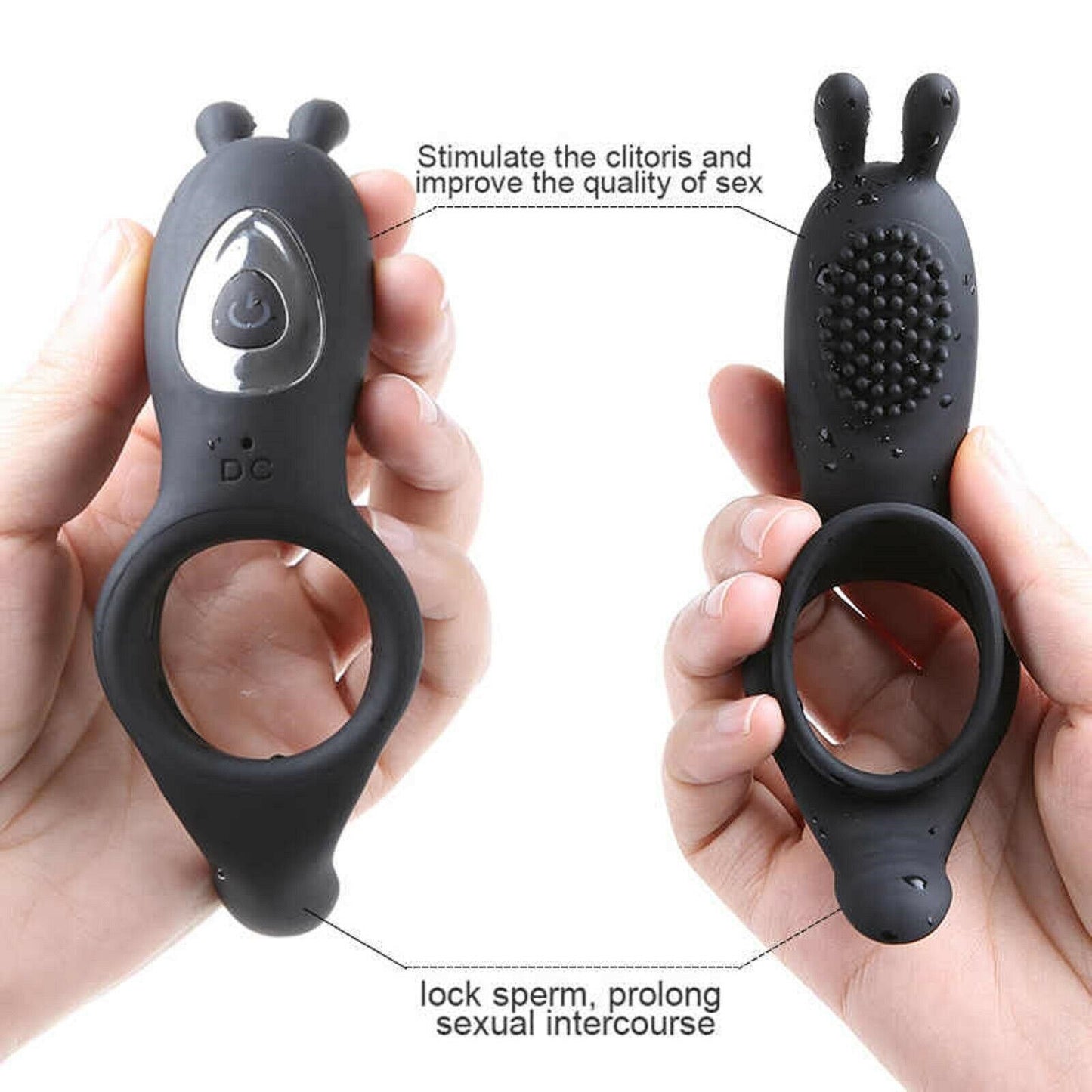 Vibrating Cock Ring Penis USB Dildo Couples Vibe Clit Vibrator Wearable Sex Toy