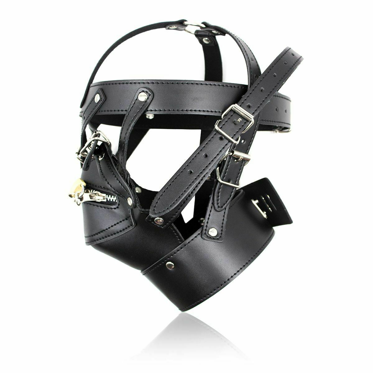 BDSM Faux Leather Slave Bondage Hood Mouth Gag Gimp Mask Restraints Kits Sex Toy