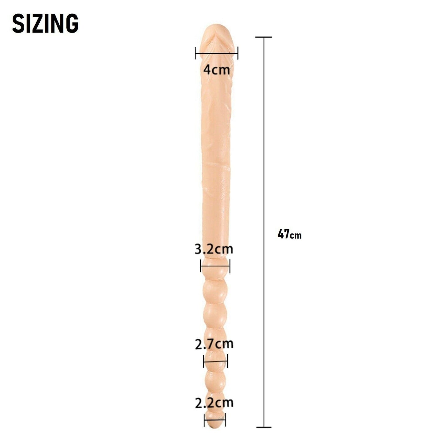 47cm Double Ended Crystal Anal Beads Dildo Dong Penis Lesbian Adult Sex Toy New