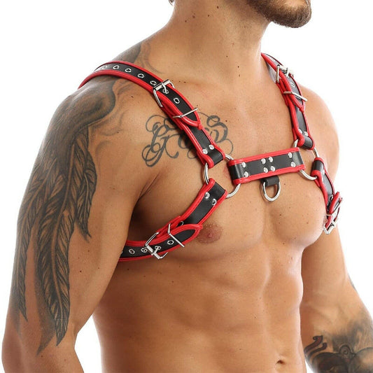 Mens Chest Harness Faux Leather BDSM Pup Play Strap Clubwear Gay Adult Sex Toy