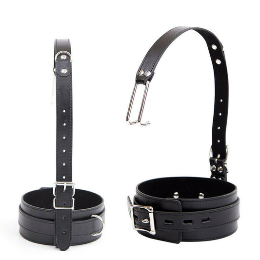 PU Leather BDSM Bondage Collar Nose Hook Chain Restraints Fetish Adult/Sex Toy
