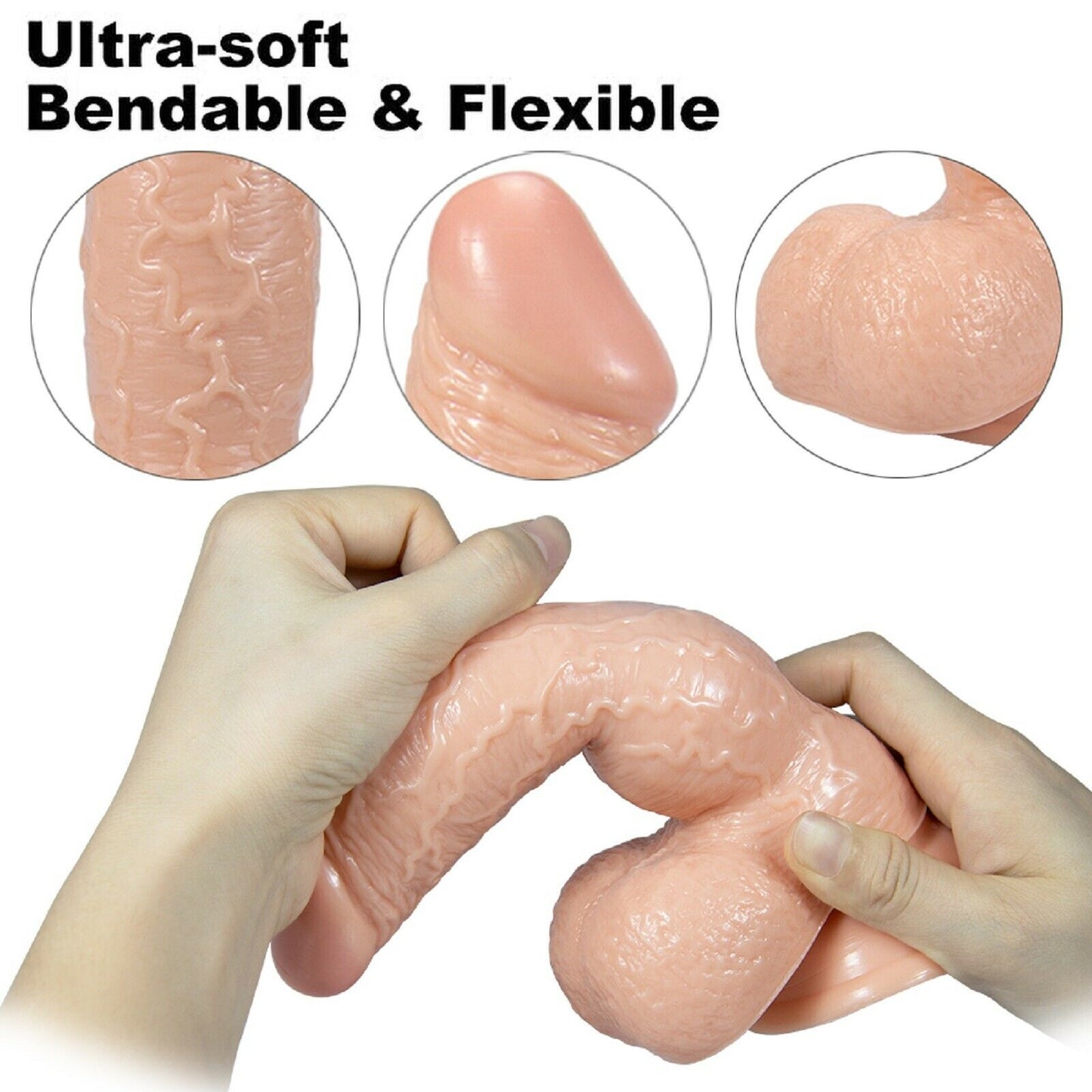 8.2" Realistic Dildo Dong Fantasy Monster FAT MASSIVE Anal BDSM Adult Sex Toy