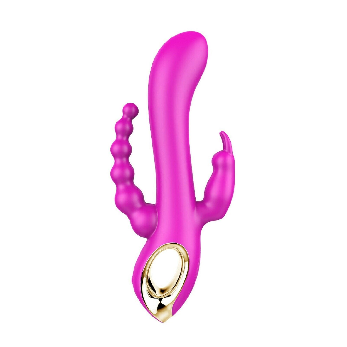 Triple Rabbit Dildo Vibrator G-Spot Clit Anal Beads Double Penetration Sex Toy