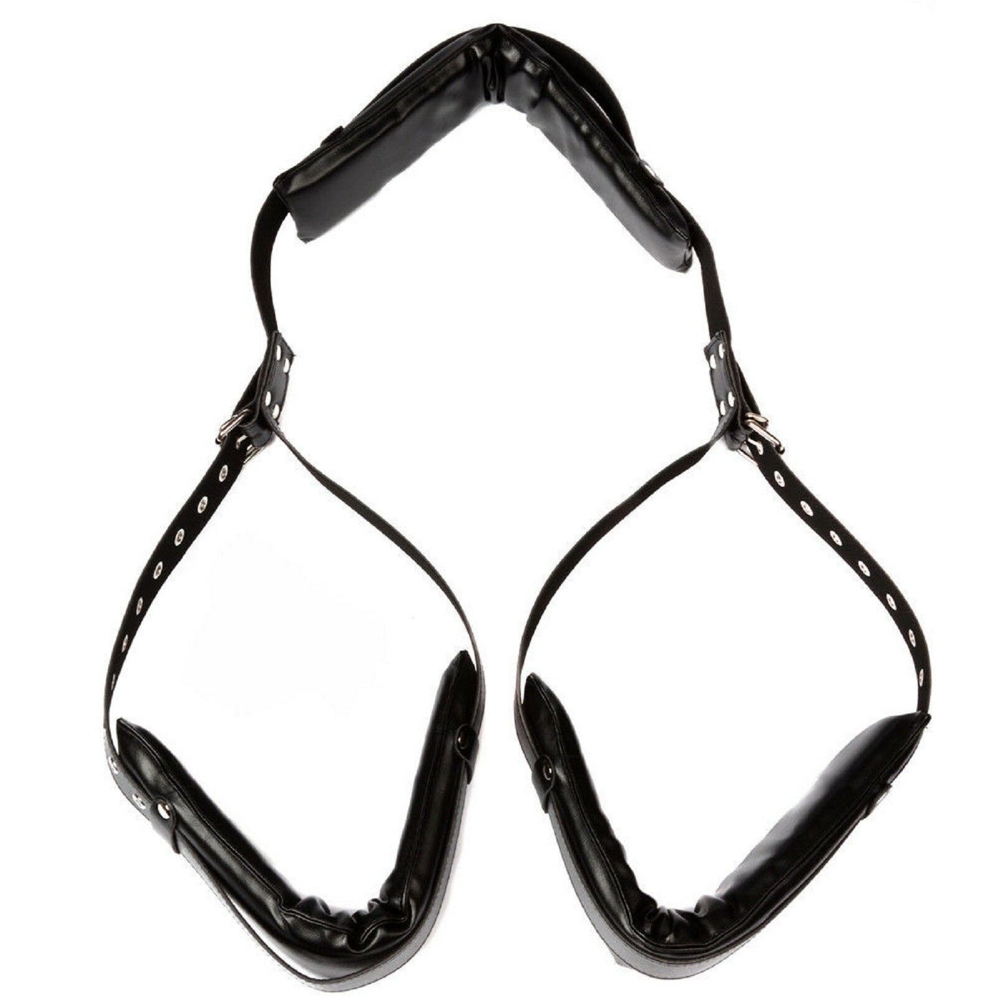 BDSM Fetish Set Bondage Restraint Neck Leg Open Strap PU Leather Adult Sex Toy