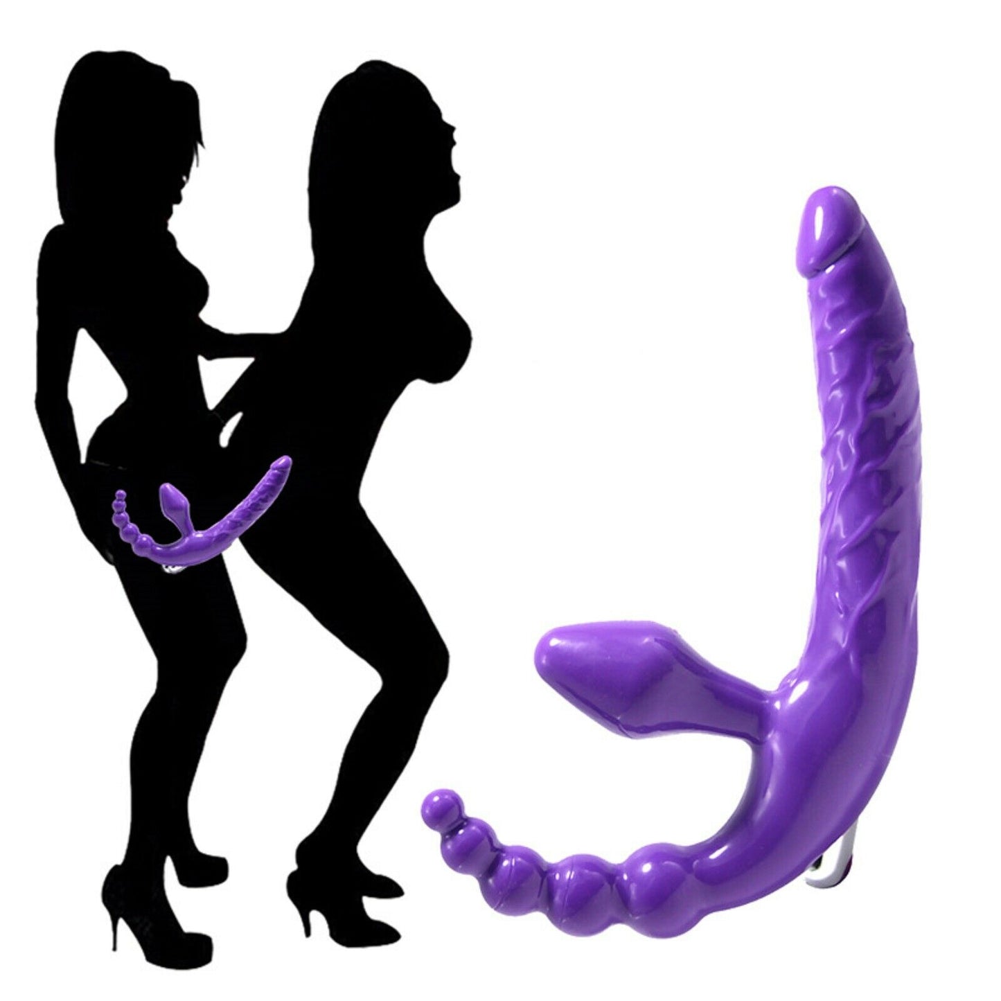 Vibrating Strapless Strap On Couple Lesbian Anal Beads Vibrator Dildo Sex Toy
