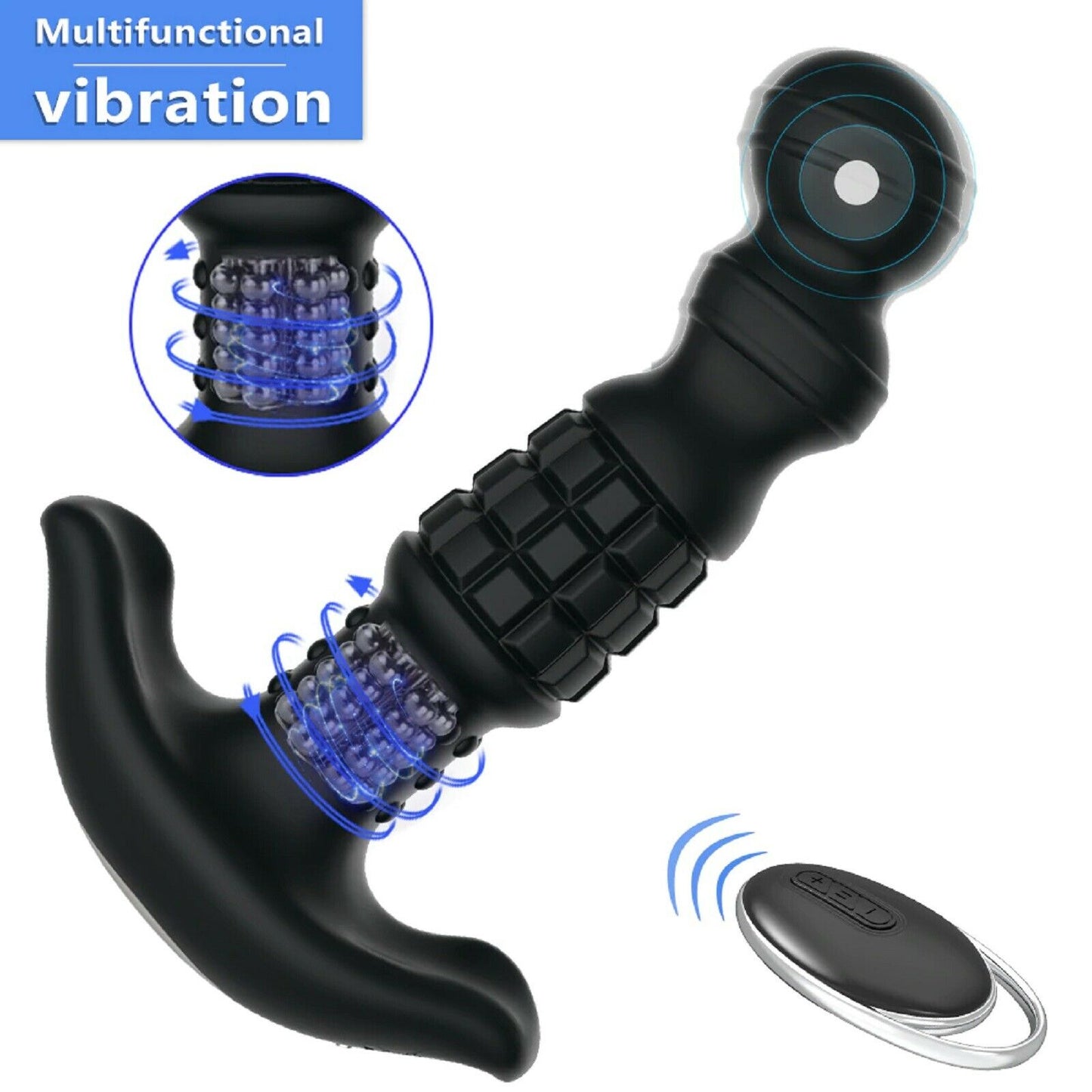 Male Vibrating Prostate Massager Remote Large Anal Plug Vibrator Mens Sex Toy