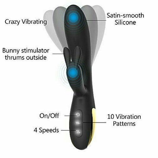 Rabbit Vibrator Clit Dildo Large Clitoris Stimulator USB Rechargeable Sex Toy