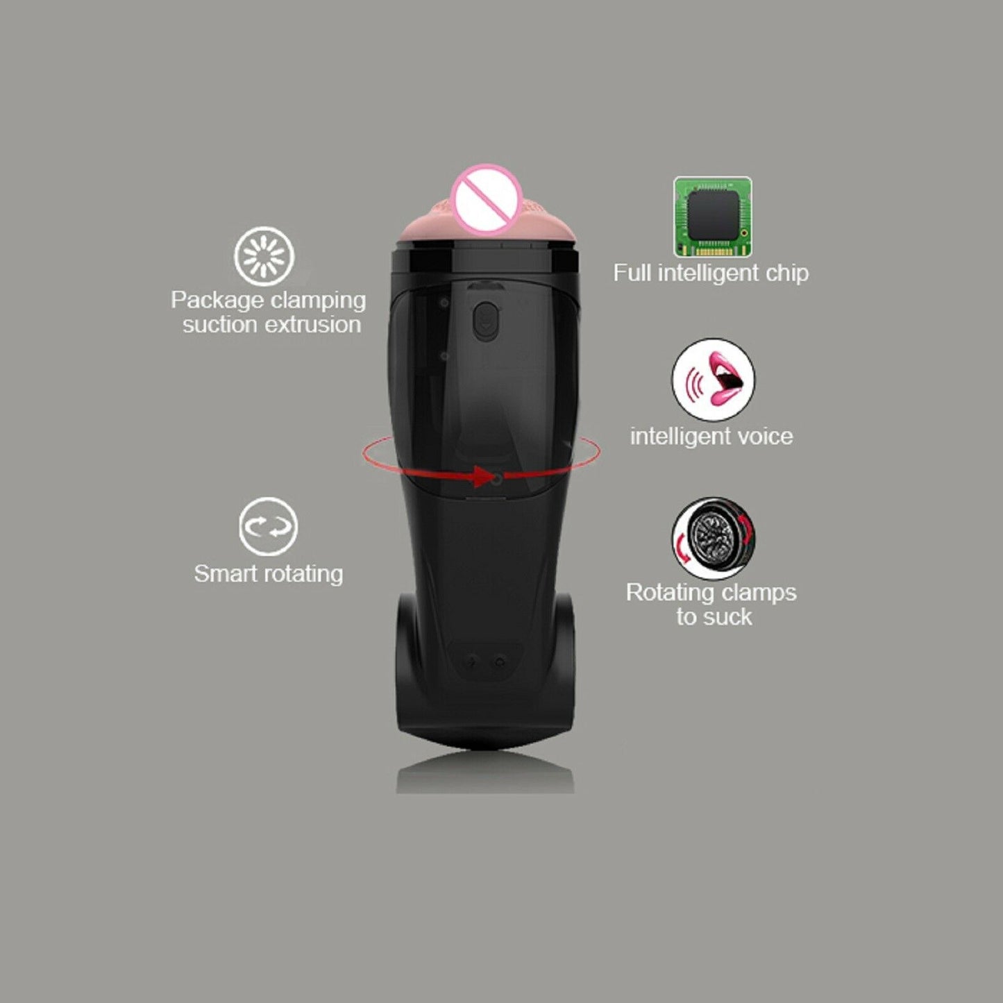 Male Masturbator Auto Rotation Realistic Pussy Stroker Cup USB Adult Sex Toy