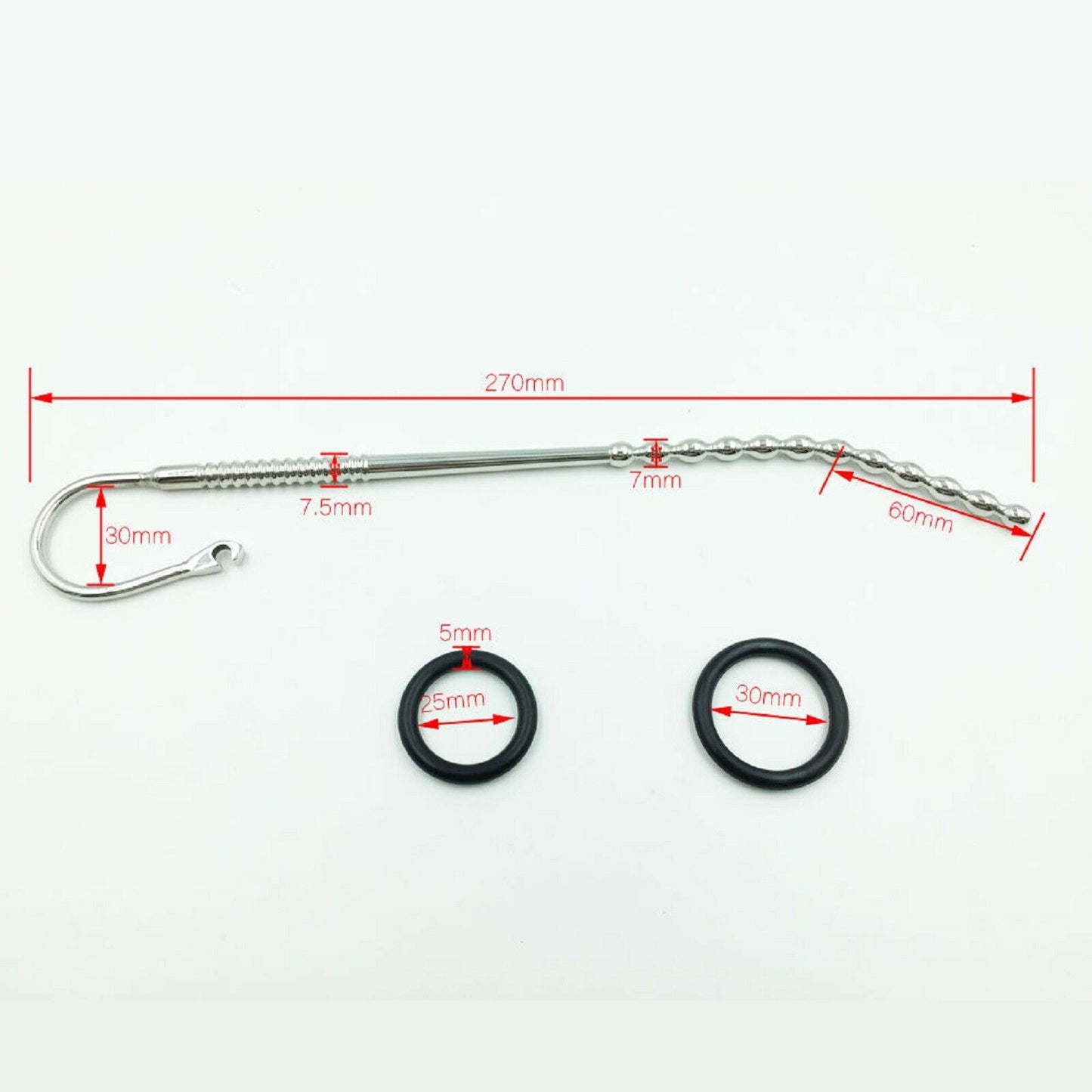 Stainless Steel Urethral Sound Ribbed Penis Plug Cock Catheter Rod Sex Toy NEW