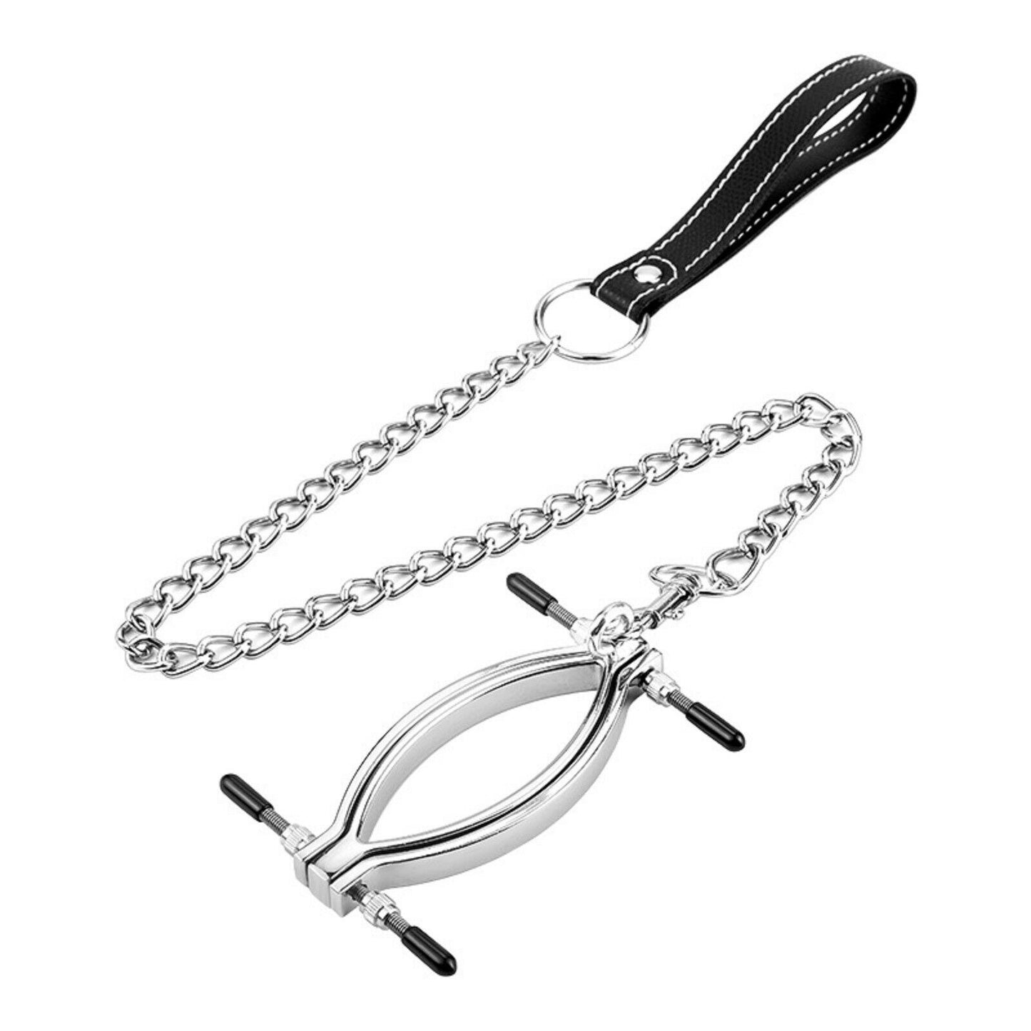 Alloy Clitoral Labia Clamps Metal Chain Leash Clip Fetish Bondage BDSM Sex Toy