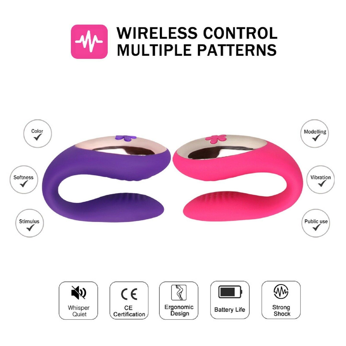Couples Vibrator Vibe G-Spot Massager Wearable Clit Stimulator U Shape Sex Toy