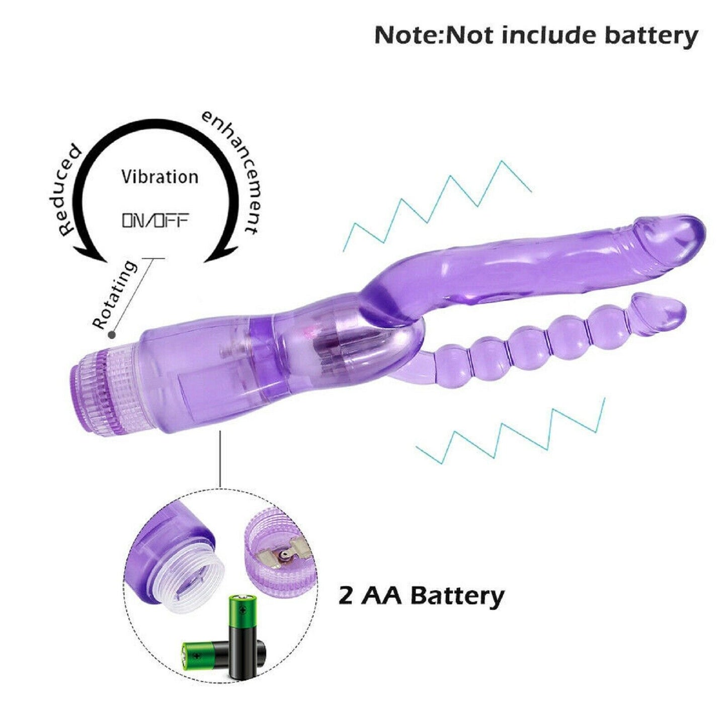 Double Penetration Ended Vibrating Dildo Dong Vibrator Anal G-Spot Sex Toy New