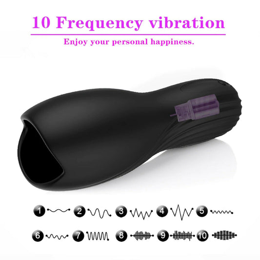 Vibrating Male Masturbator Stroker Rechargeable Penis Vibrator Trainer Sex Toy