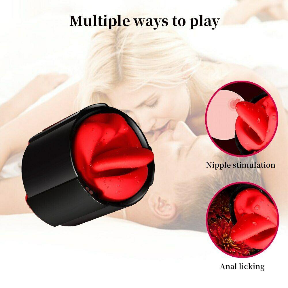Male Masturbator Cup Auto Lick Vibrating Pussy Masturbation Stroker Oral Sex Toy