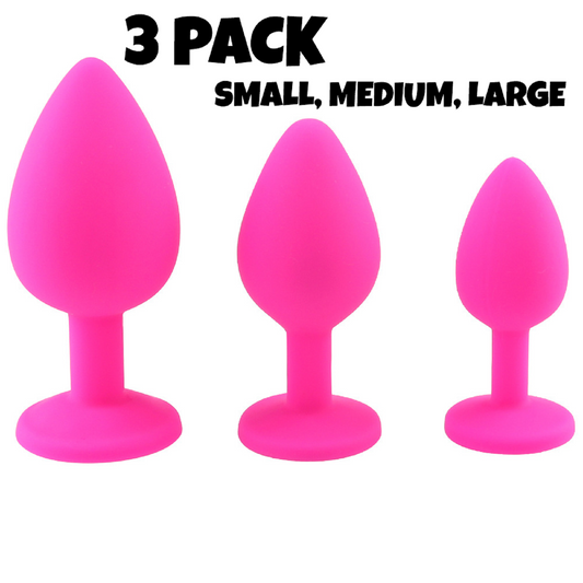 3 Pack Anal Butt Plug Crystal Jewel Gem Silicone Dildo Mens Beads BDSM Sex Toy