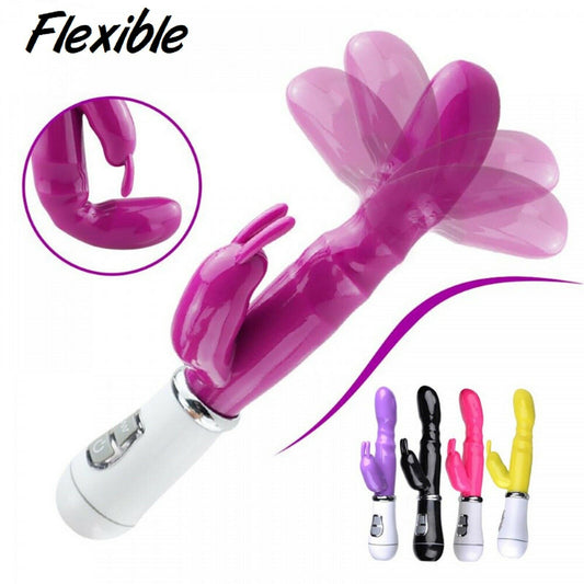 Rabbit Vibrator Dildo G-Spot Clitoris Vibe Dildo Wand Massager Female Sex Toy