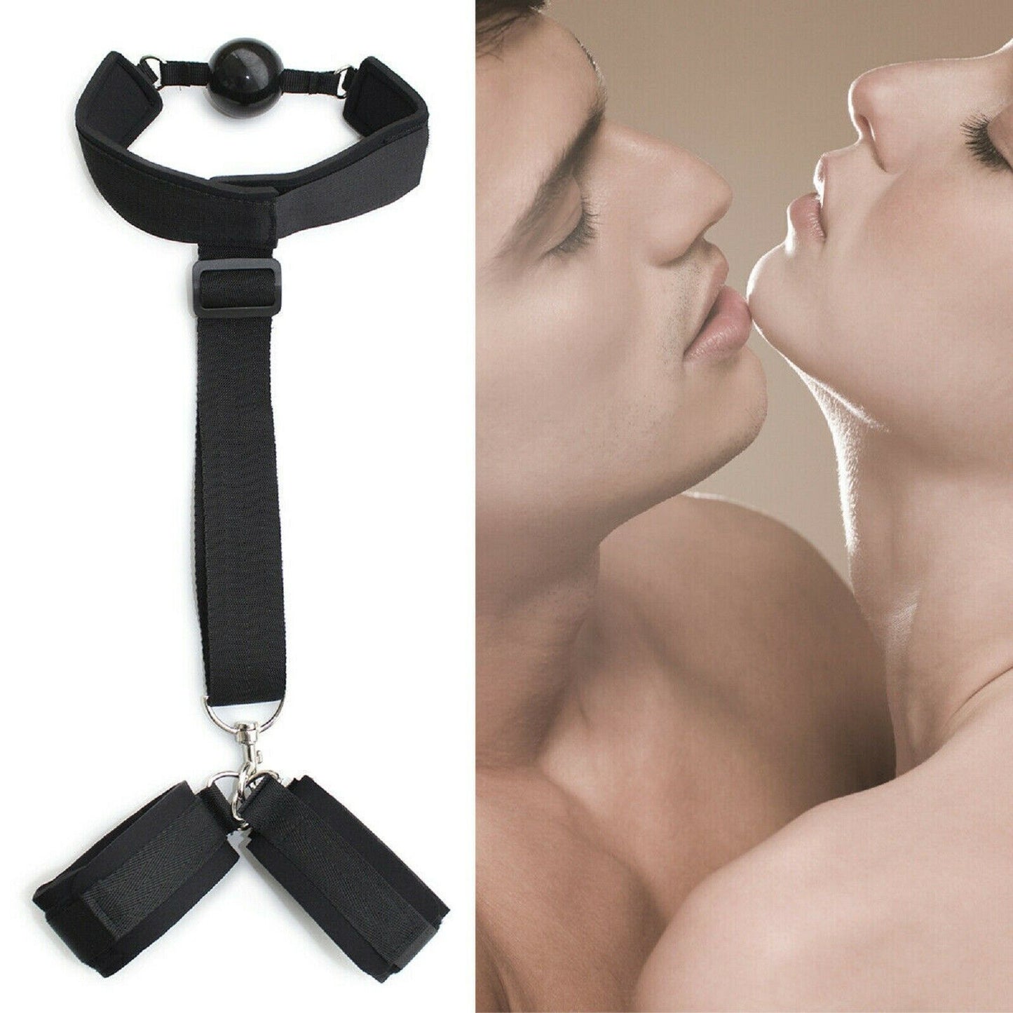 BDSM Mouth Gag Ball Bondage Restraint Kit Wrist Collar Handcuff Couples Sex Toy