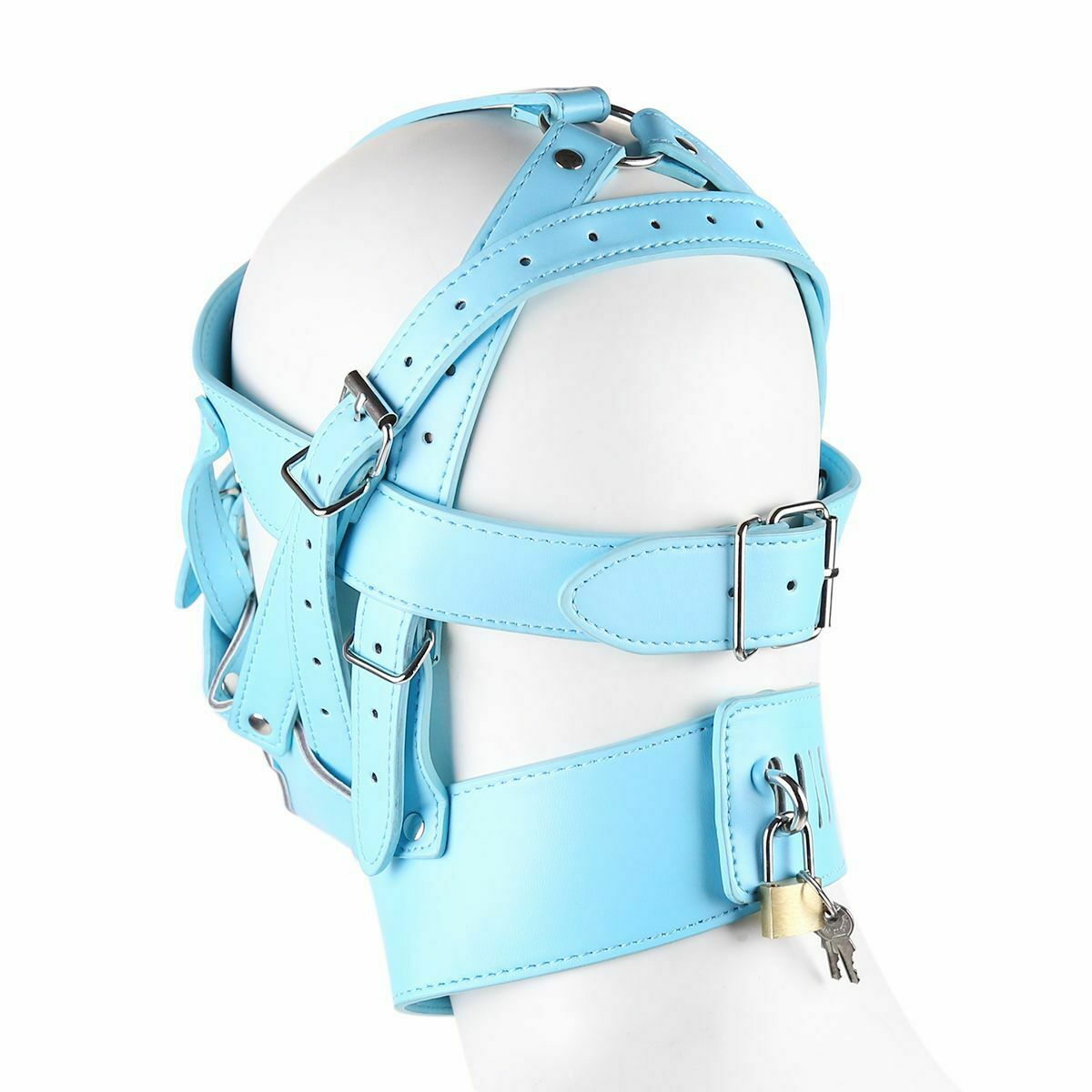 BDSM Faux Leather Slave Bondage Hood Mouth Gag Gimp Mask Restraints Kits Sex Toy