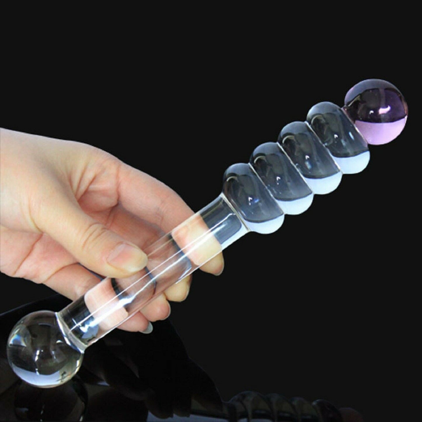 Large Glass Dildo Dong Thruster Anal Bead Chain Prostate Massager Sex Toy NEW