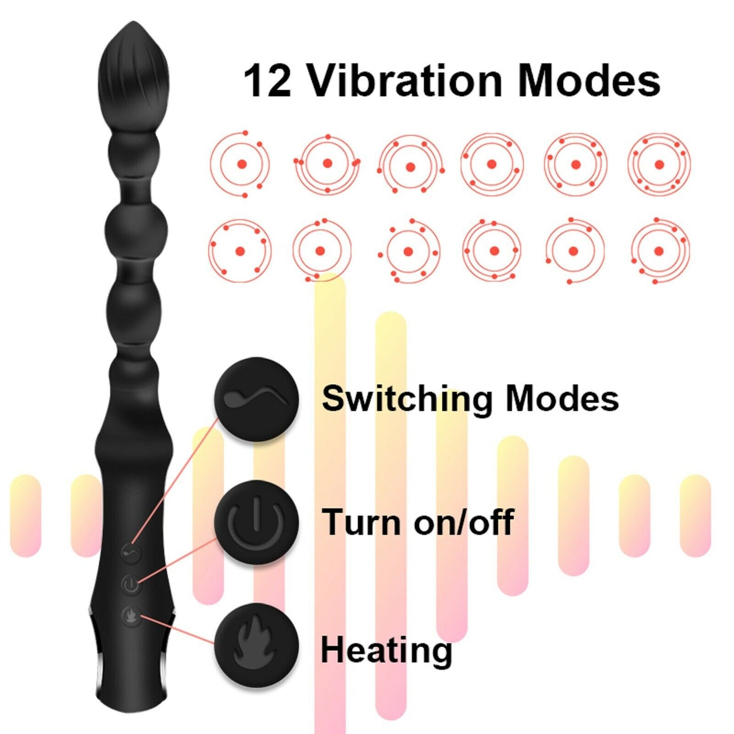 Prostate Massager Anal Beads Vibrator G-Spot Large  Butt Plug Dildo Men Sex Toy