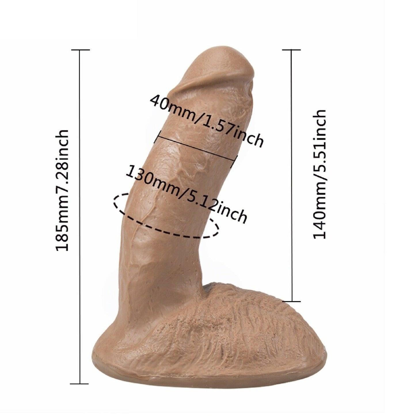7.28" Realistic Dildo Dong Cock Penis Suction Cup Lifelike Soft Adult Sex Toy