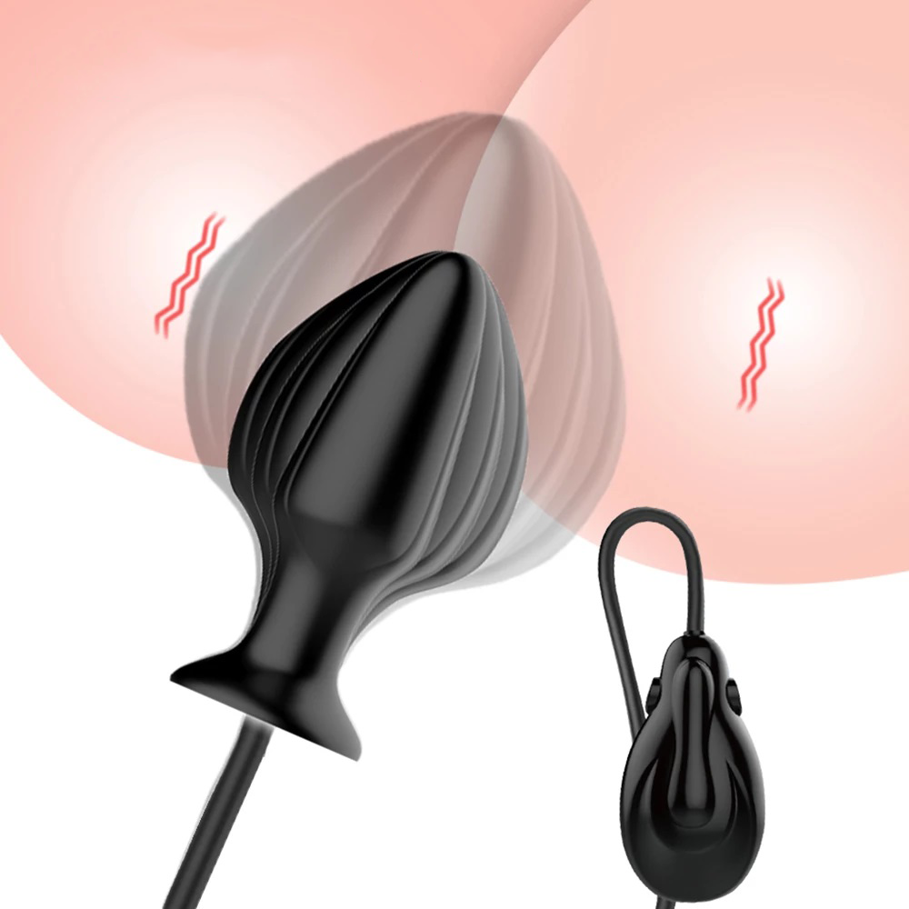 Inflatable Vibrating Anal Butt Plug Large Vibrator Prostate Massager Men Sex Toy