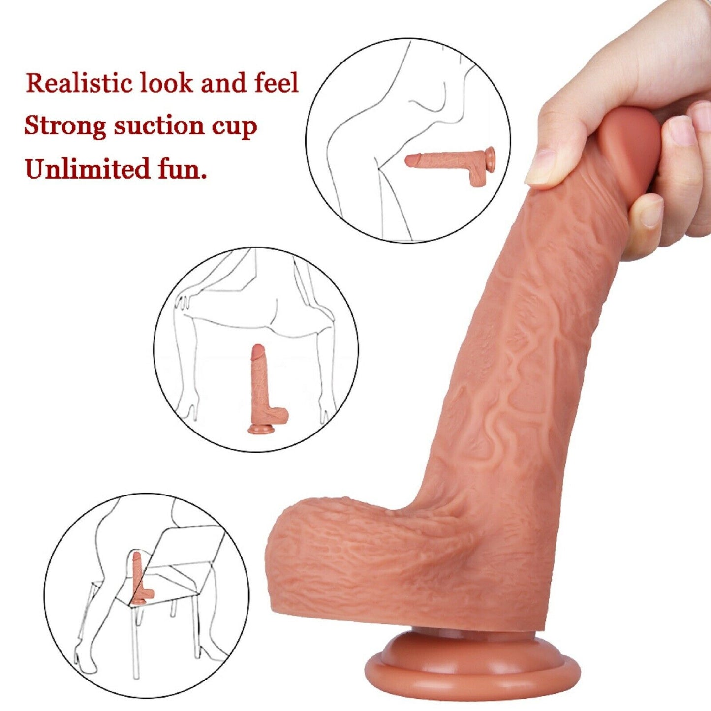 Realistic Dildo Dong Big Penis Cock Balls Vaginal Anal Soft Adult Sex Toy New