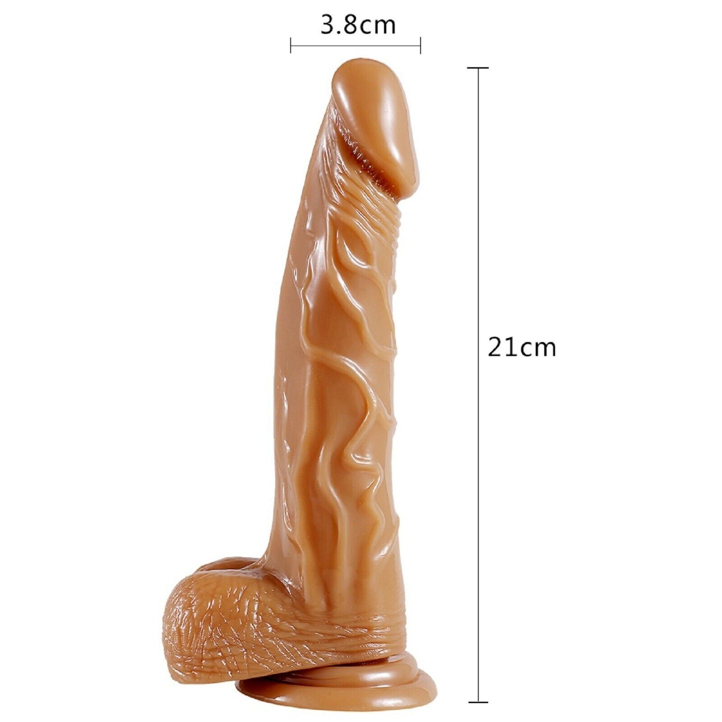 8.3" Dildo Dong Large Realistic Penis Cock Balls Viginal Suction Cup Sex Toy New