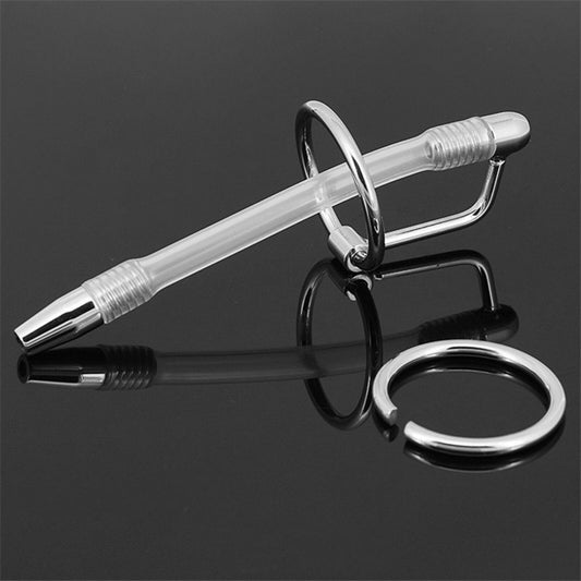 Stainless Steel Cum Thru Flexible Penis Plug Cock Ring Urethral Sound Catheter