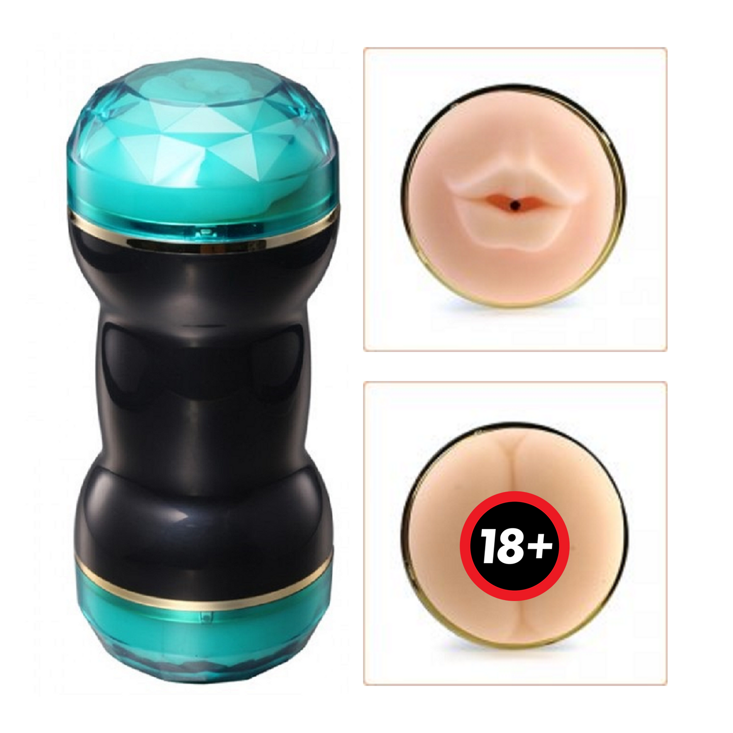 Male Masturbator Double Ended Pocket Pussy Stroker Ass Mouth Vagina Sex Toy NEW
