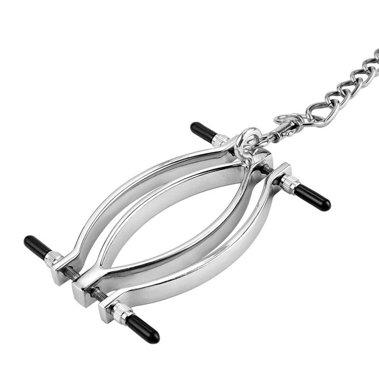 Alloy Clitoral Labia Clamps Metal Chain Leash Clip Fetish Bondage BDSM Sex Toy