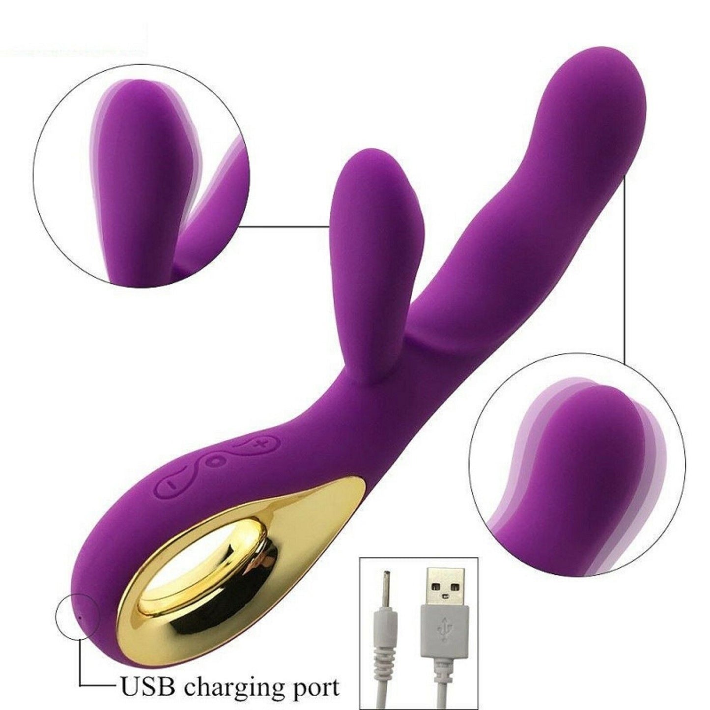 Rabbit Clit Vibrator Dildo G-Spot Clitoris Rechargeable Wand Female Anal Sex Toy